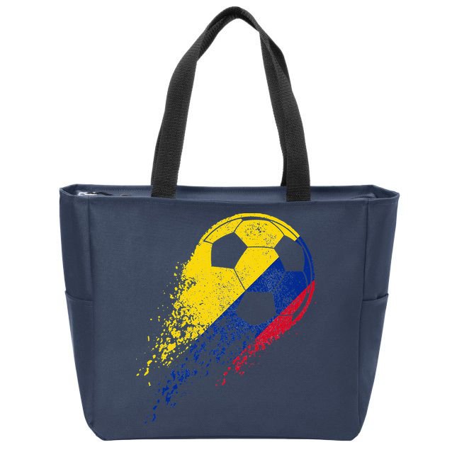 Flag Pride Colombia Soccer Colombian Player Zip Tote Bag