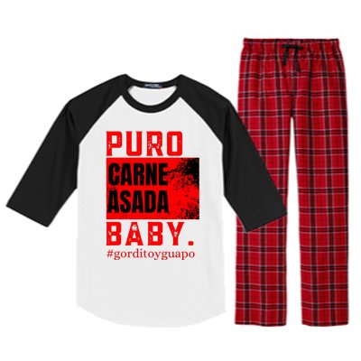 Funny Puro Carne Asada Baby Gorditoyguapo Raglan Sleeve Pajama Set