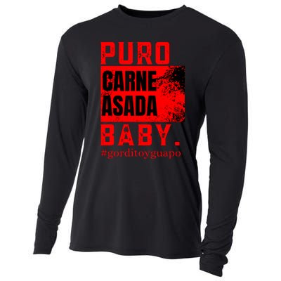 Funny Puro Carne Asada Baby Gorditoyguapo Cooling Performance Long Sleeve Crew