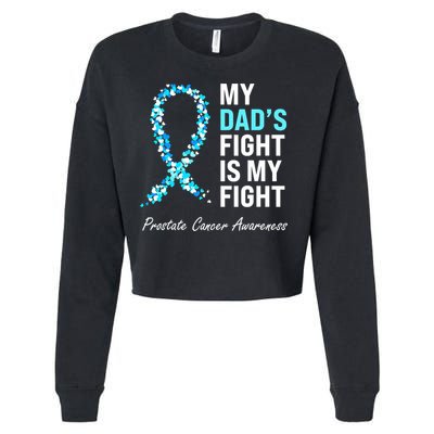 Family Prostate Cancer Awareness Light Blue Ribbon Survivor Cropped Pullover Crew