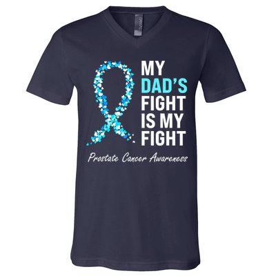 Family Prostate Cancer Awareness Light Blue Ribbon Survivor V-Neck T-Shirt