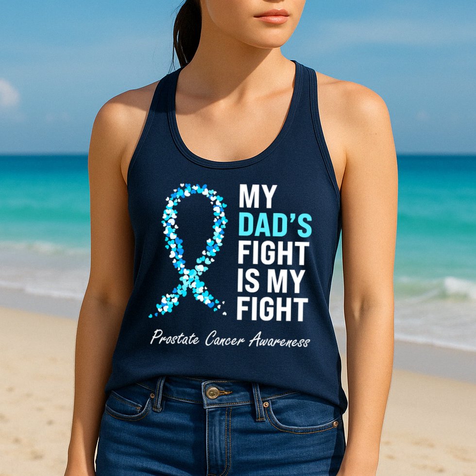 Family Prostate Cancer Awareness Light Blue Ribbon Survivor Womens Tank Top