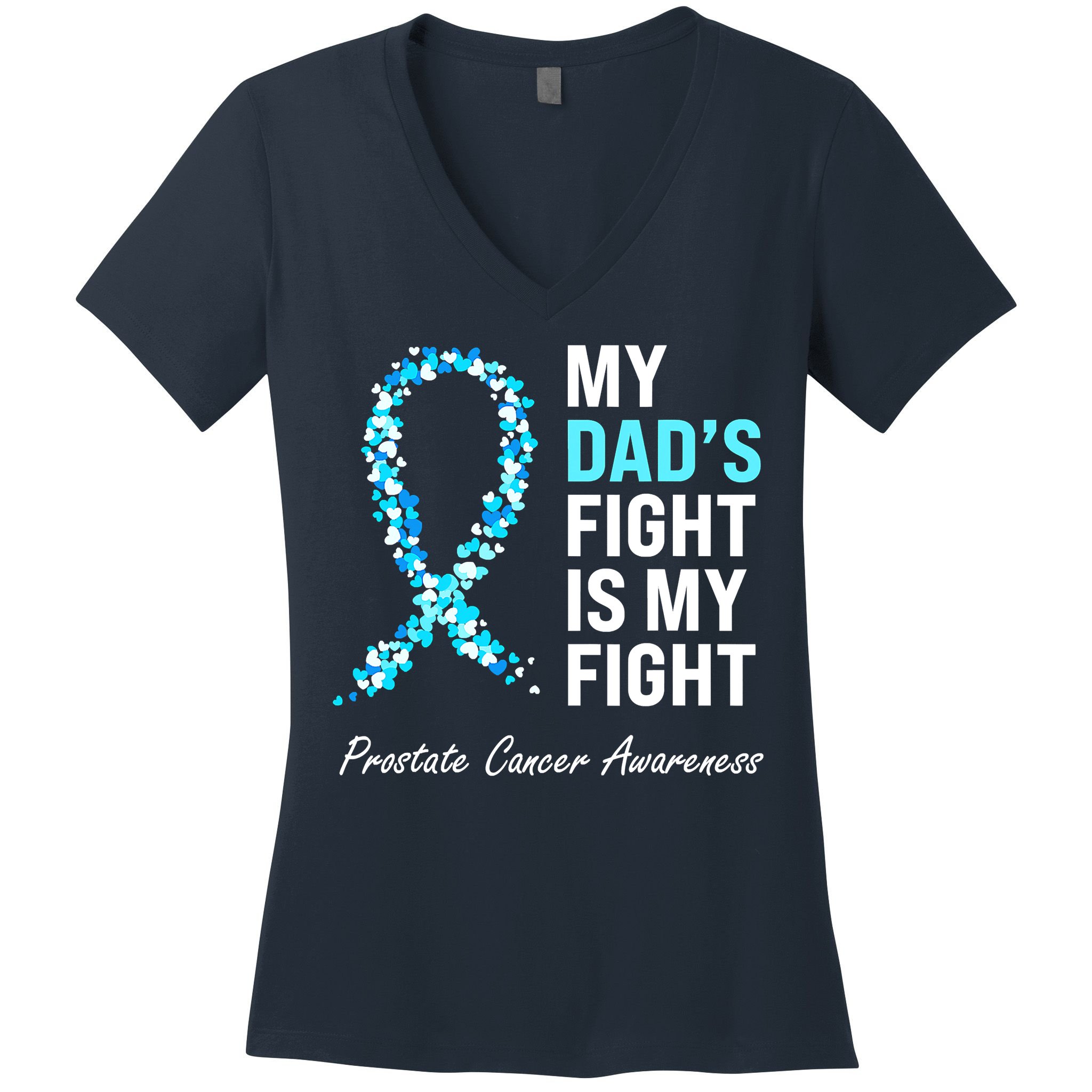 Family Prostate Cancer Awareness Light Blue Ribbon Survivor Women's V-Neck T-Shirt