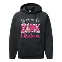 Festive Pink Christmas Tree Cakes Pajamas for the Holidays Performance Fleece Hoodie