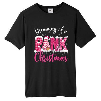 Festive Pink Christmas Tree Cakes Pajamas for the Holidays Tall Fusion ChromaSoft Performance T-Shirt