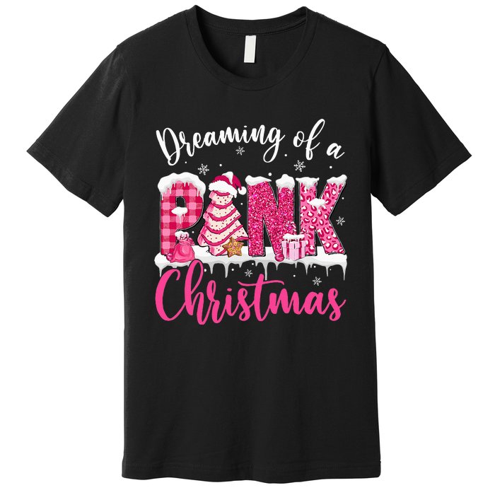 Festive Pink Christmas Tree Cakes Pajamas for the Holidays Premium T-Shirt