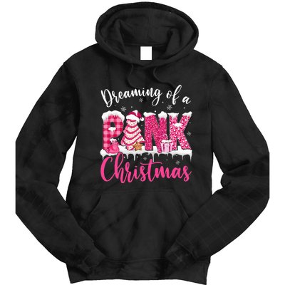 Festive Pink Christmas Tree Cakes Pajamas for the Holidays Tie Dye Hoodie