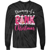 Festive Pink Christmas Tree Cakes Pajamas for the Holidays Tie-Dye Long Sleeve Shirt