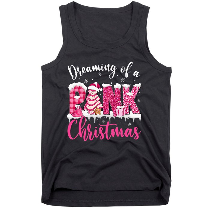 Festive Pink Christmas Tree Cakes Pajamas for the Holidays Tank Top