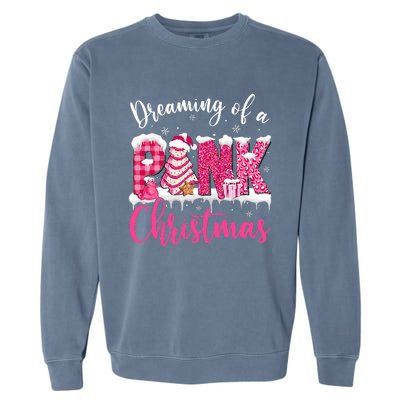 Festive Pink Christmas Tree Cakes Pajamas for the Holidays Garment-Dyed Sweatshirt