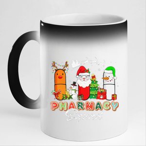 Funny Pills Christmas Lights Pharmacy Crew Reindeer Santa 11oz Black Color Changing Mug