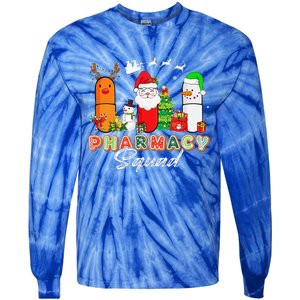 Funny Pills Christmas Lights Pharmacy Crew Reindeer Santa Tie-Dye Long Sleeve Shirt