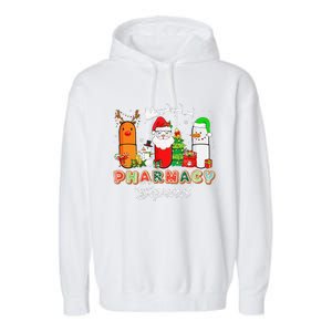 Funny Pills Christmas Lights Pharmacy Crew Reindeer Santa Garment-Dyed Fleece Hoodie