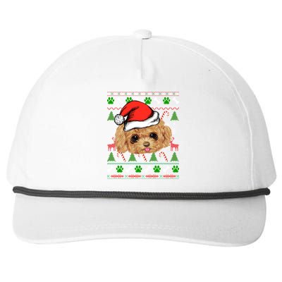 Funny Poodle Christmas Ugly Sweater Poodle Tree Lights Xmas Gift Snapback Five-Panel Rope Hat