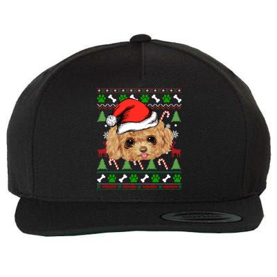 Funny Poodle Christmas Ugly Sweater Poodle Tree Lights Xmas Gift Wool Snapback Cap