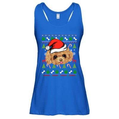 Funny Poodle Christmas Ugly Sweater Poodle Tree Lights Xmas Gift Ladies Essential Flowy Tank