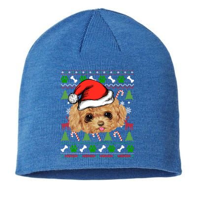 Funny Poodle Christmas Ugly Sweater Poodle Tree Lights Xmas Gift Sustainable Beanie