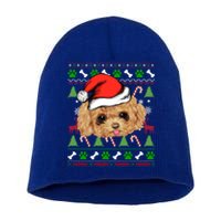 Funny Poodle Christmas Ugly Sweater Poodle Tree Lights Xmas Gift Short Acrylic Beanie