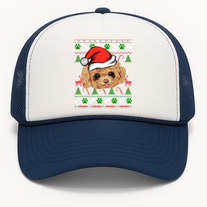 Funny Poodle Christmas Ugly Sweater Poodle Tree Lights Xmas Gift Trucker Hat