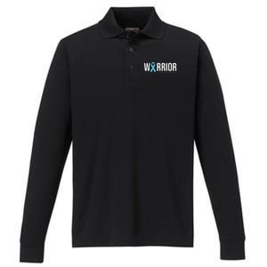 Family Prostate Cancer Awareness Light Blue Ribbon Warrior Performance Long Sleeve Polo