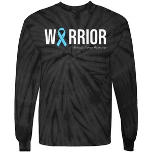 Family Prostate Cancer Awareness Light Blue Ribbon Warrior Tie-Dye Long Sleeve Shirt