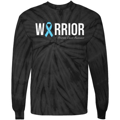 Family Prostate Cancer Awareness Light Blue Ribbon Warrior Tie-Dye Long Sleeve Shirt