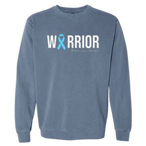 Family Prostate Cancer Awareness Light Blue Ribbon Warrior Garment-Dyed Sweatshirt