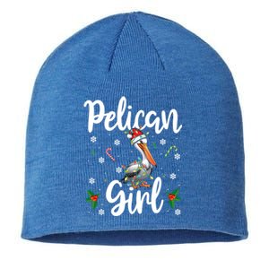 Funny Pelican Christmas Santa Hat Lights Snowflakes Gift Sustainable Beanie