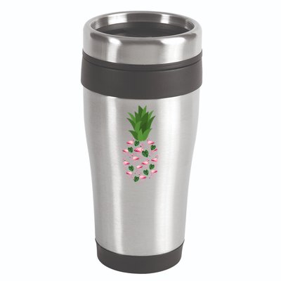 Flamingo Pineapple Cute Fun Summer 16oz Travel Tumbler