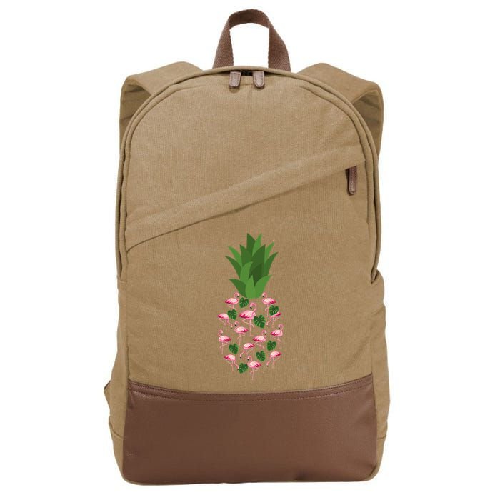 Flamingo Pineapple Cute Fun Summer Cotton Canvas Backpack