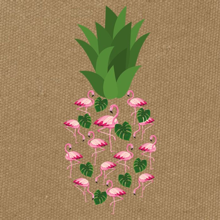 Flamingo Pineapple Cute Fun Summer Cotton Canvas Backpack