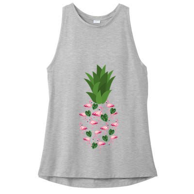 Flamingo Pineapple Cute Fun Summer Ladies PosiCharge Tri-Blend Wicking Tank
