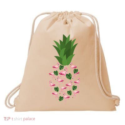 Flamingo Pineapple Cute Fun Summer Drawstring Bag