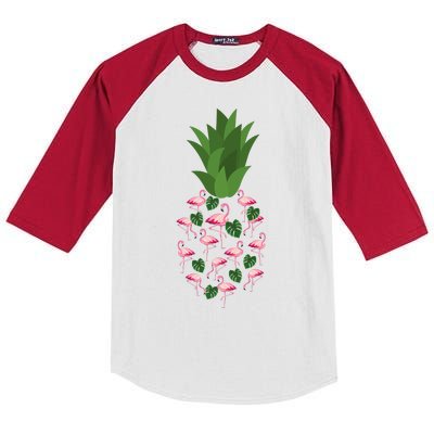 Flamingo Pineapple Cute Fun Summer Kids Colorblock Raglan Jersey