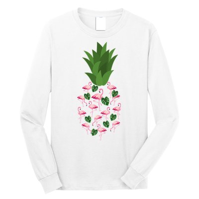 Flamingo Pineapple Cute Fun Summer Long Sleeve Shirt