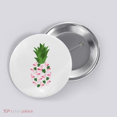 Flamingo Pineapple Cute Fun Summer Button