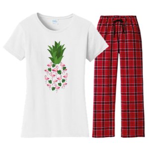 Flamingo Pineapple Cute Fun Summer Women's Flannel Pajama Set