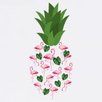 Flamingo Pineapple Cute Fun Summer Flatbill Hat