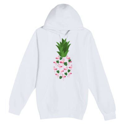 Flamingo Pineapple Cute Fun Summer Premium Pullover Hoodie