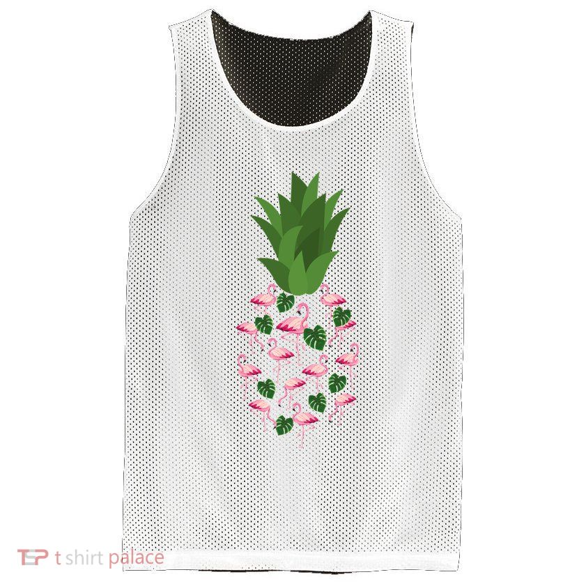 Flamingo Pineapple Cute Fun Summer Mesh Reversible Basketball Jersey Tank