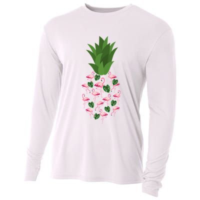 Flamingo Pineapple Cute Fun Summer Cooling Performance Long Sleeve Crew