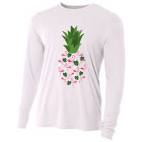 Flamingo Pineapple Cute Fun Summer Cooling Performance Long Sleeve Crew