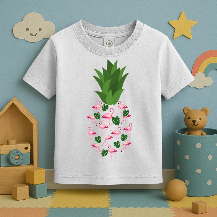 Flamingo Pineapple Cute Fun Summer Toddler T-Shirt