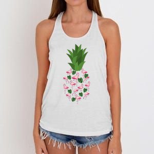 Flamingo Pineapple Cute Fun Summer Women's Knotted Racerback Tank