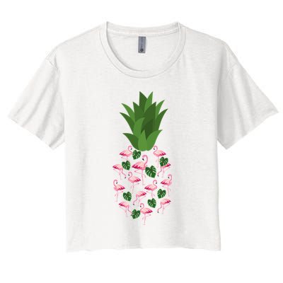 Flamingo Pineapple Cute Fun Summer Crop Top