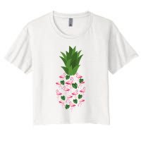 Flamingo Pineapple Cute Fun Summer Crop Top