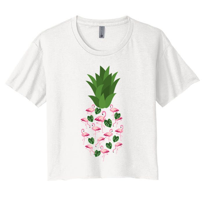 Flamingo Pineapple Cute Fun Summer Crop Top