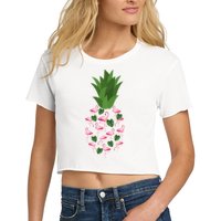 Flamingo Pineapple Cute Fun Summer Crop Top