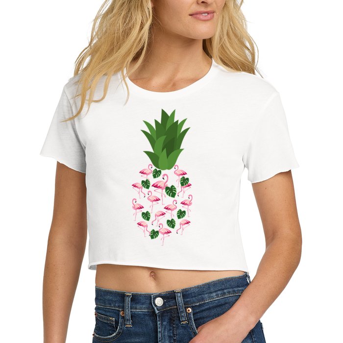 Flamingo Pineapple Cute Fun Summer Crop Top