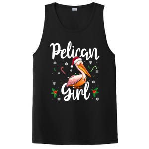 Funny Pelican Christmas Santa Hat Lights Snowflakes Gift PosiCharge Competitor Tank